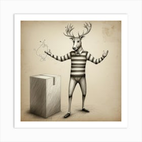 Deer In A Box Art Print