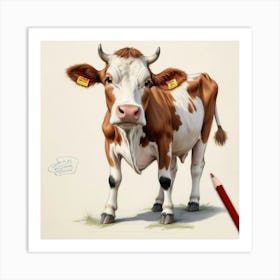 Cow Drawing 12 Art Print