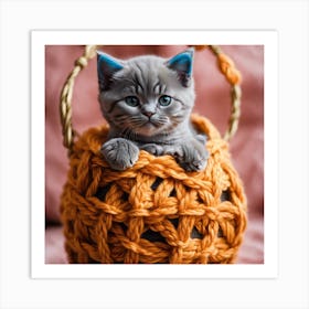 Kitten In A Basket Art Print