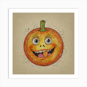 Halloween Pumpkin Drawing 2 Art Print