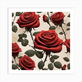 Red Roses Wallpaper Art Print