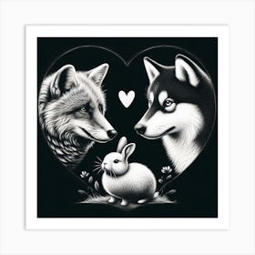 Wolf And Bunny Art Print