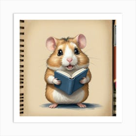 Hamster Reading A Book 6 Art Print