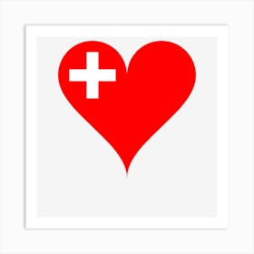 Love Flag National Flag Switzerland Heart Cross Art Print