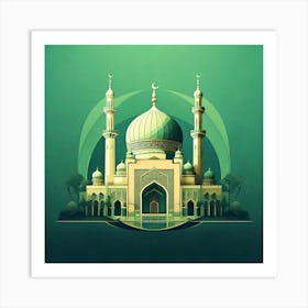 Firefly Mosque, Illustration, Wallpaper, Islamic, Logo, Architecture, Minaret, Dome, Prayer, Religio (8) Art Print