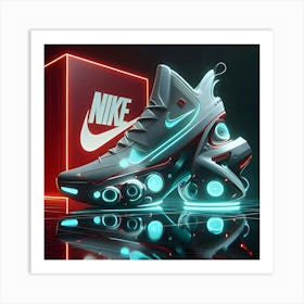 Futuristic Nike Sneaker, Digital Art, 3d Render (3) Art Print