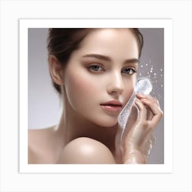 Woman Using A Cleanser Art Print