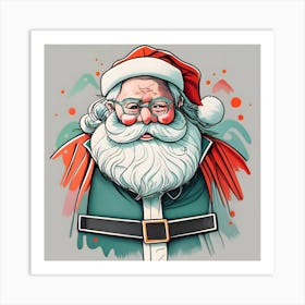 Christmas Santa Claus Minimalistic Drawing 1 Art Print
