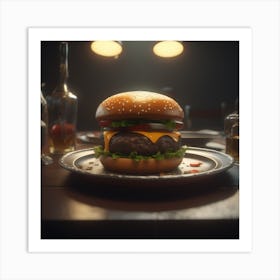 Hamburger On A Plate 132 Art Print