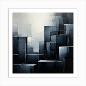 Abstract Cityscape, black and white colors Produce A Monochromatic Abstract Artwork Overlapping Squares And Rectangles Art Print