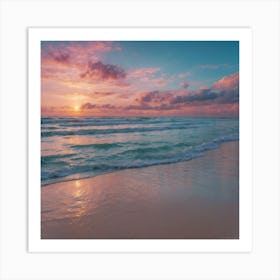 Sunset on a sparkling beach Art Print