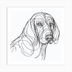 Portrait Of A Dog's Head In Line Art Style With Touch Of Abstraction. Art Print