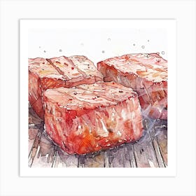 Watercolor Steak Illustration Art Print