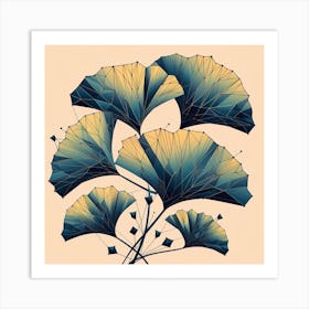 Geometric Art Tropical leaves of ginkgo biloba Art Print