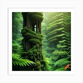 Craiyon 220032 Biomorphic Scale Covered Tower Trees In Fern Forest Art Print