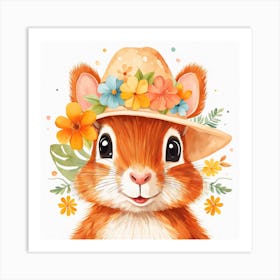 Floral Baby Squirrel Nursery Illustration (12) Art Print