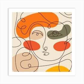 Abstract Woman's Face Single Line Art Print