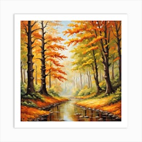 Forest In Autumn In Minimalist Style Square Composition 94 Art Print