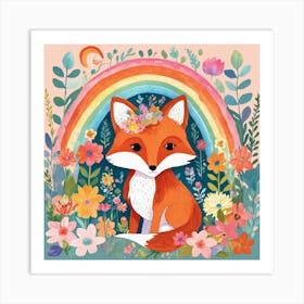 Fox In The Rainbow Art Print