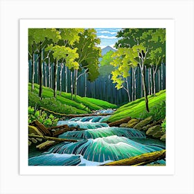 Stream In The Forest 1 Art Print