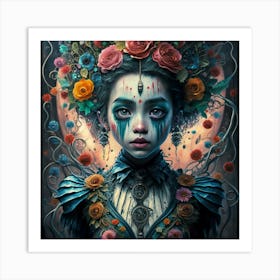 Girl With Flowers 8 Art Print