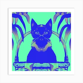 Cat Meow Pastel Green Art Print