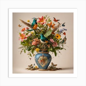 Birds In A Vase 1 Art Print