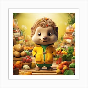 Hedgehog In A Grocery Store Art Print