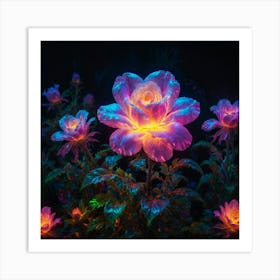 Glow In The Dark Roses 6 Art Print