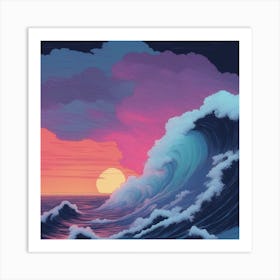 Sunset Over The Ocean Art Print