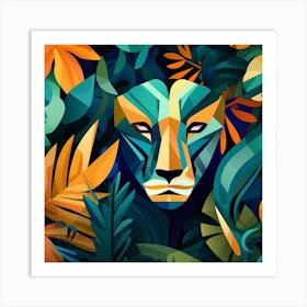 Abstract Lion In The Jungle Art Print
