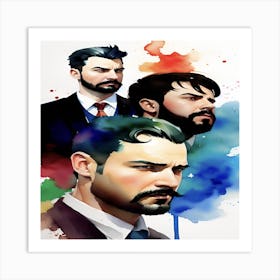 Three Men With Beards Art Print