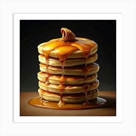 Stack Of Pancakes Drizzled With Syrup And Butter Art Print