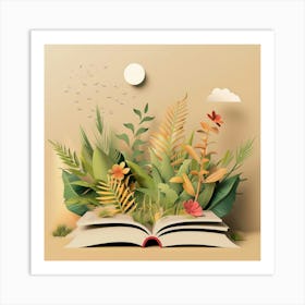 Open Book With Plants Art Print