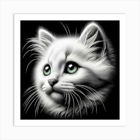 White Cat 2 Art Print