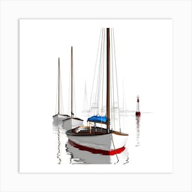 Sailboats In The Harbor Art Print