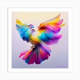 High Quality Color Painting of a Beautifully Designed Rainbow Parrot Art Print