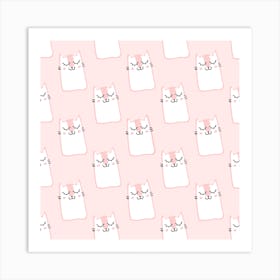 Pink Cat Wallpaper Art Print