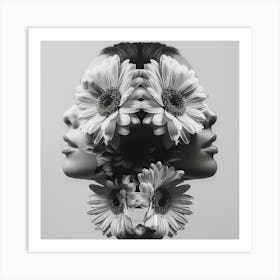 Portrait Of A Woman With Flowers 9 Art Print