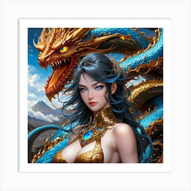 Chinese Girl With Dragon nvg Art Print