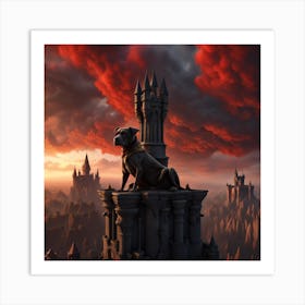 Dog On Top Of Castle Art Print