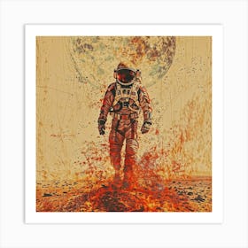 Astronaut Walking On Mars Art Print