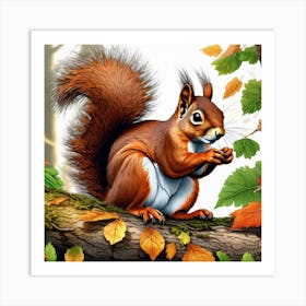 Squirrel In Autumn 8 Art Print