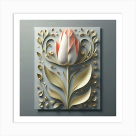 Decorated paper and tulip flower 4 Art Print