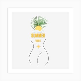 Summer vibes Contemporary girl Swimsuit and Sunday Collage Style Art Print