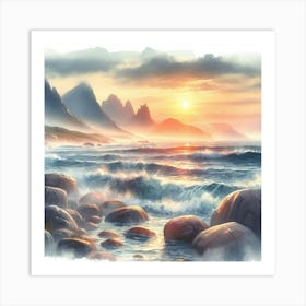 Sunset By The Sea Art Print