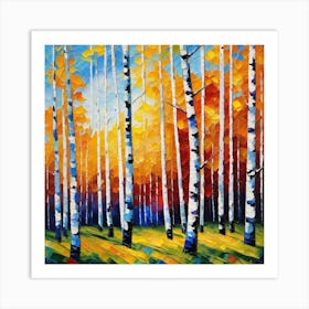 Birch Trees In Autumn 13 Art Print