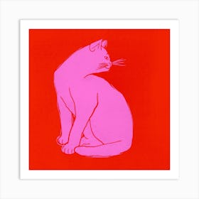 Cat In Pink Art Print