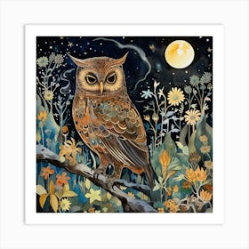 Owl In The Night 1 Art Print