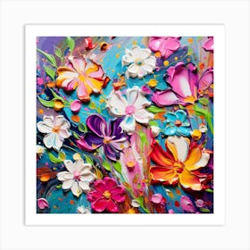 Abstract Flowers Painting Art Print